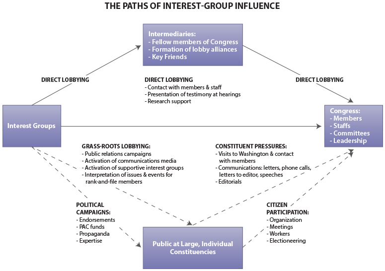 Chart demonstrating the Paths of Interest Group Influence - ask teacher for assistance